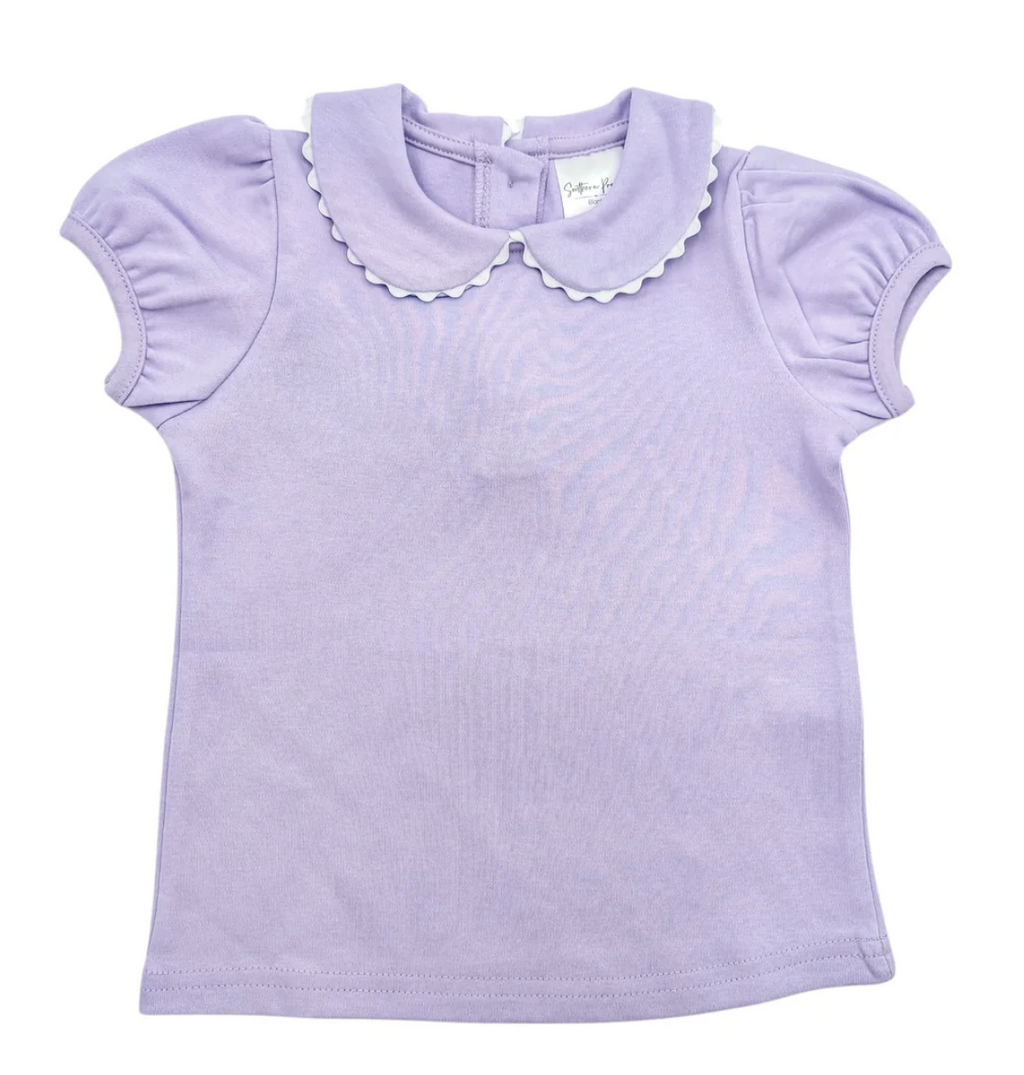 GIRLS S/S  SCALLOPED PETERPAN COLLAR SHIRT