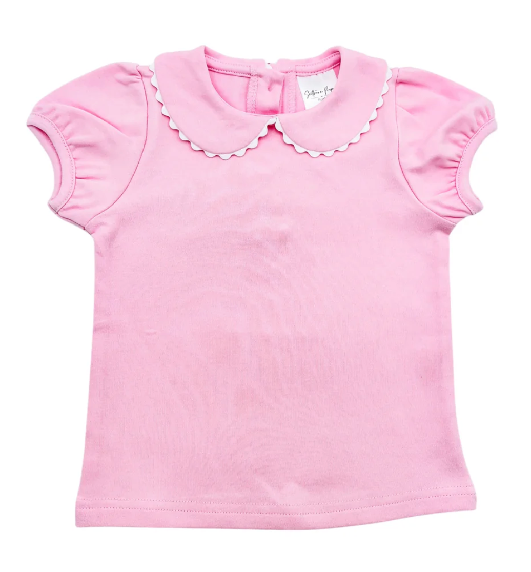 GIRLS S/S  SCALLOPED PETERPAN COLLAR SHIRT