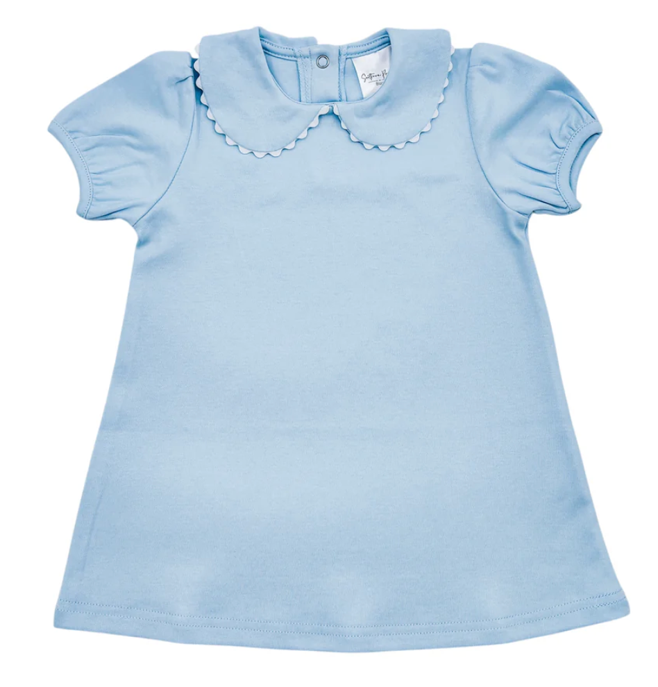 GIRLS S/S SCALLOPED COLLAR DRESS