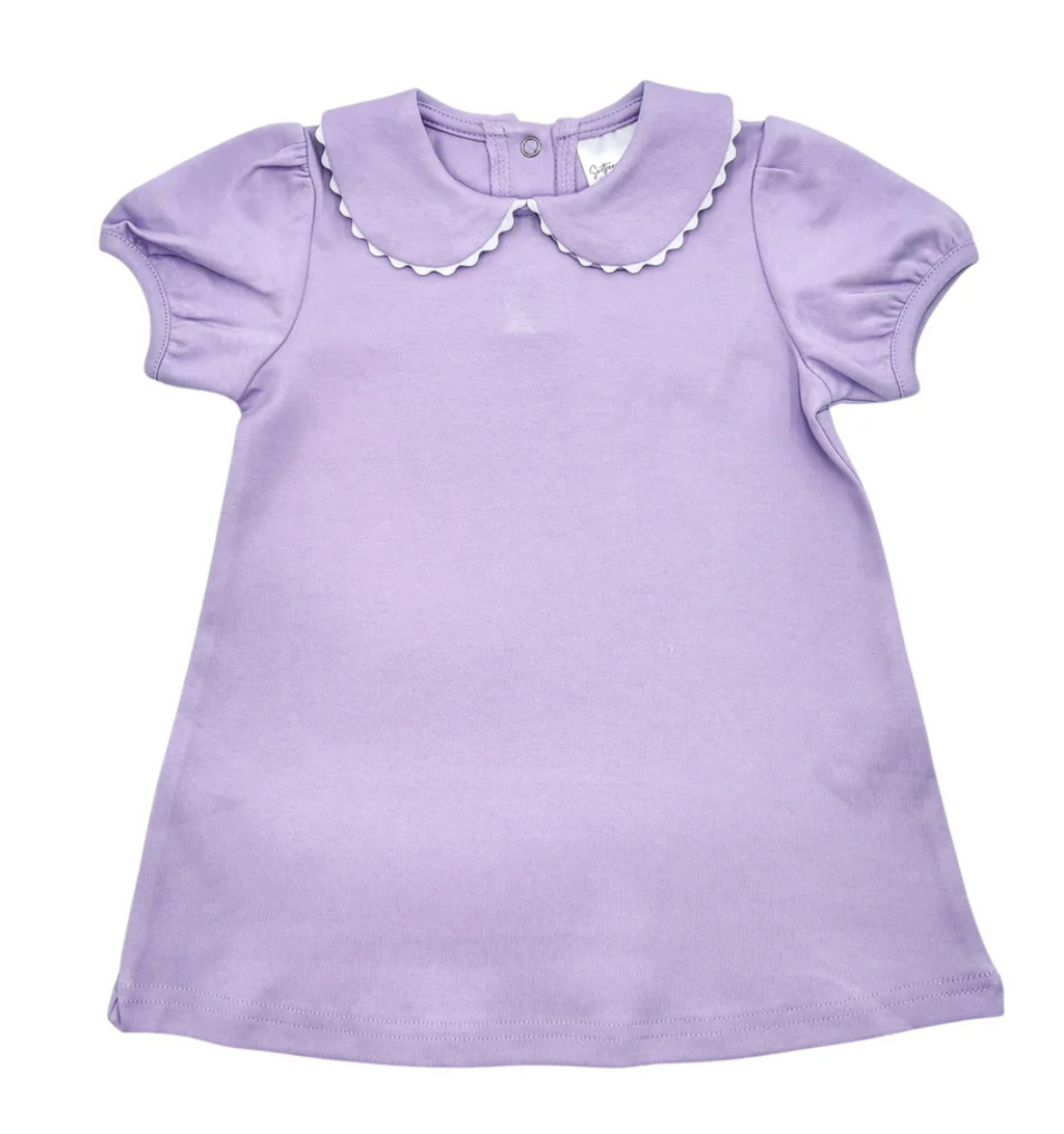 GIRLS S/S SCALLOPED COLLAR DRESS