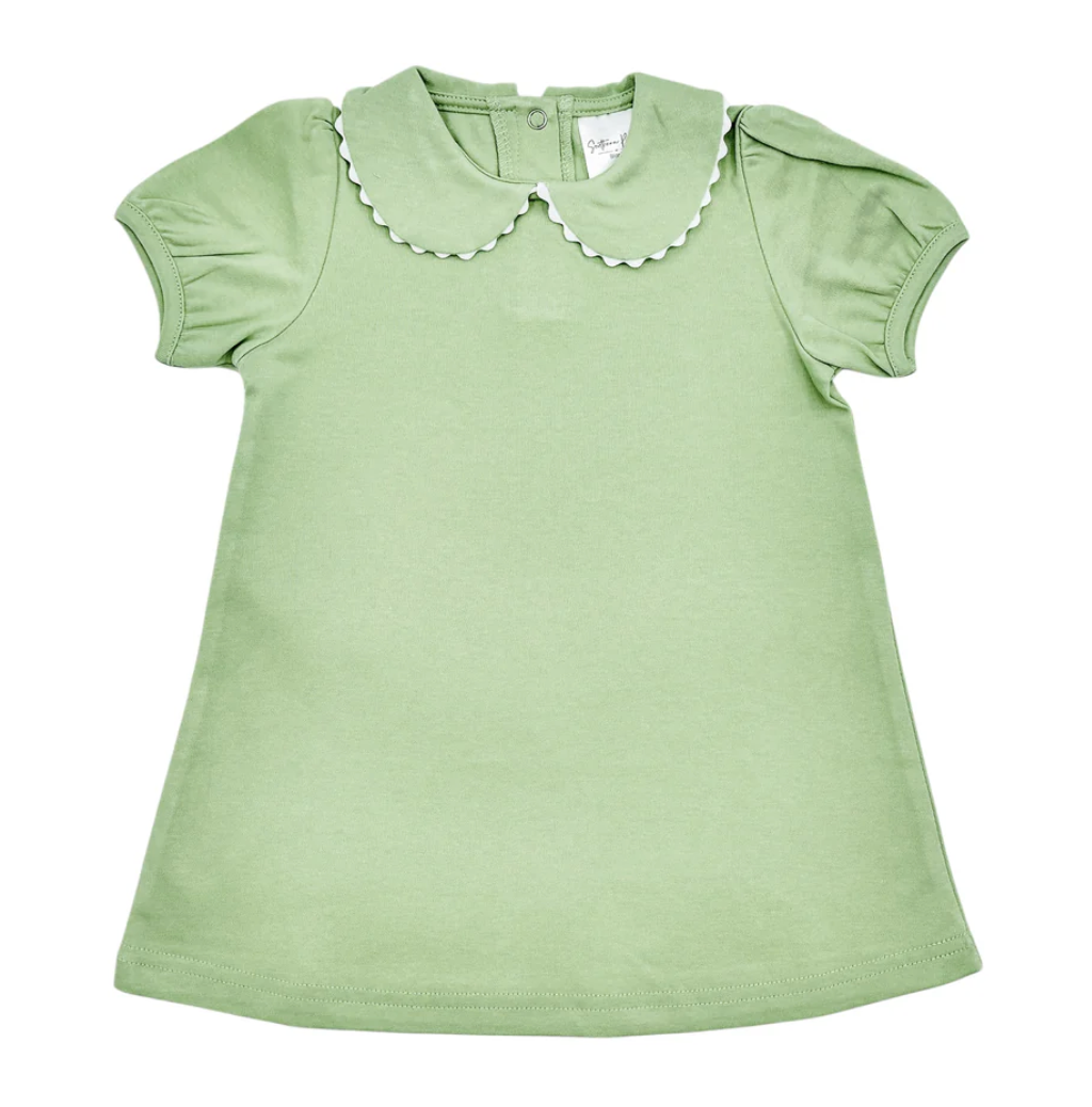 GIRLS S/S SCALLOPED COLLAR DRESS