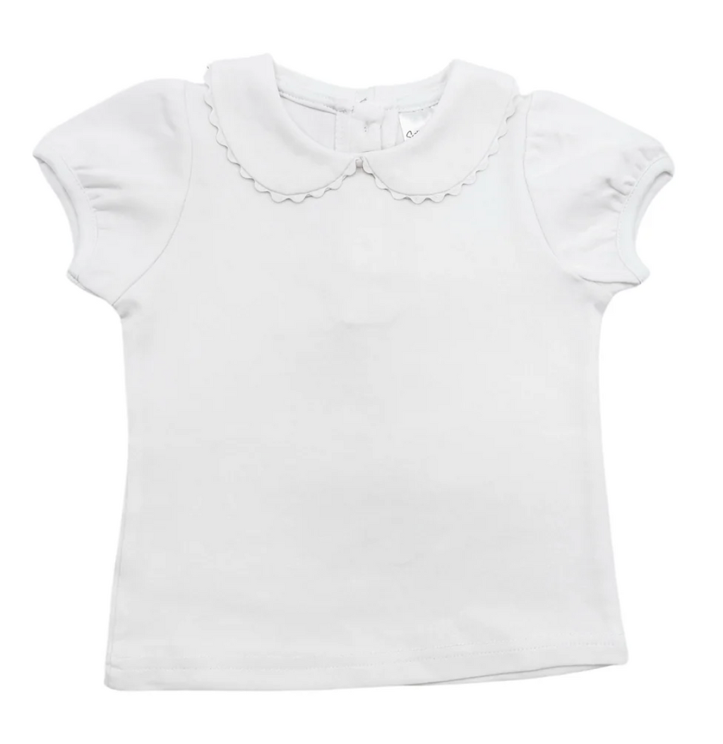 GIRLS S/S  SCALLOPED PETERPAN COLLAR SHIRT