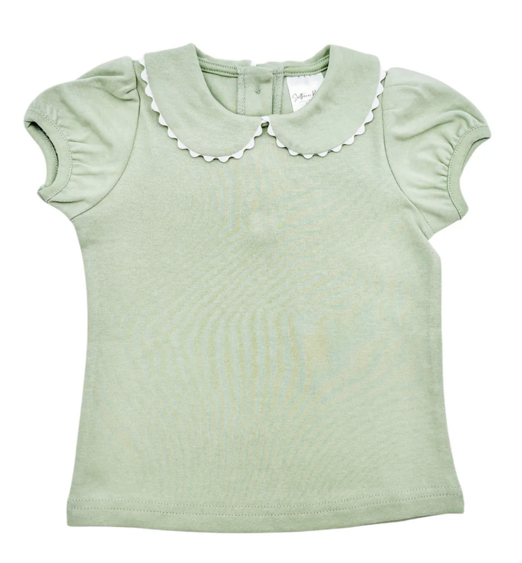 GIRLS S/S  SCALLOPED PETERPAN COLLAR SHIRT