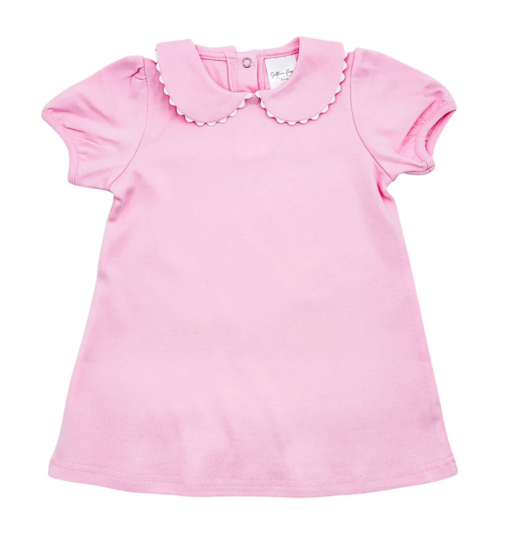 GIRLS S/S SCALLOPED COLLAR DRESS